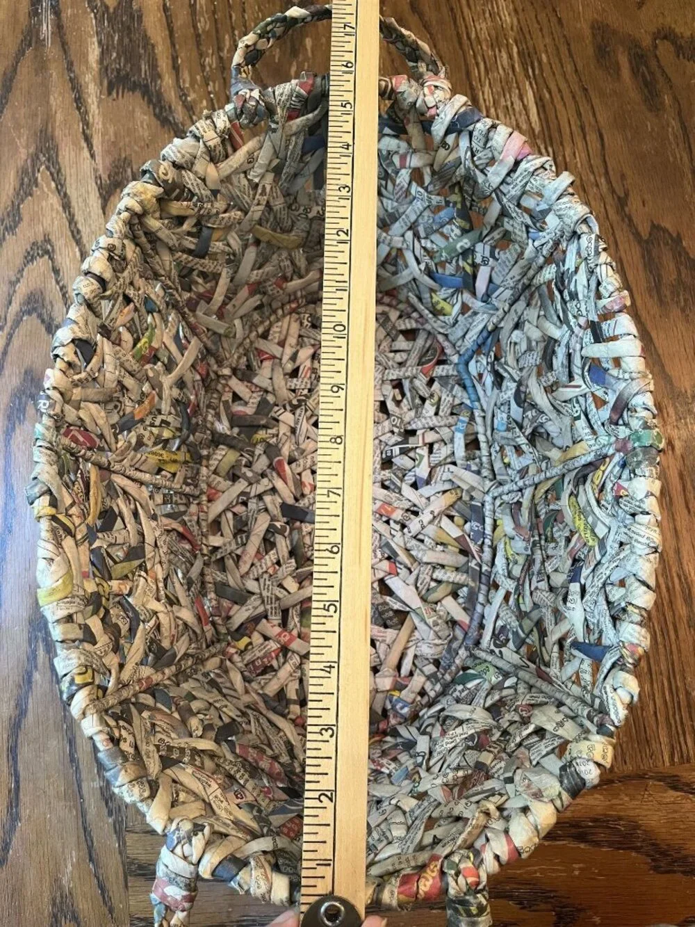 Trader Joe's Hand Woven Recycled Newspaper Oval Basket 16